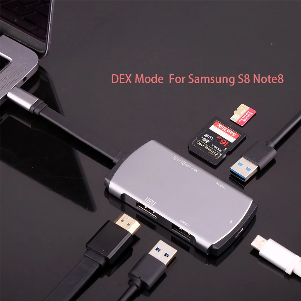 Тип USB c адаптер для Samsung Galaxy S8 dex режим Note8 с 4 К HDMI C зарядки 3.0 SD и micro MacBook Pro|adapter for