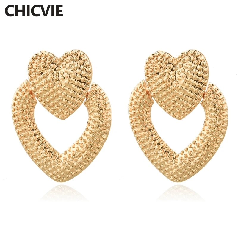 CHICVIE Classic Gold Double Heart Stud Earrings Crystal For Women Charms Earring Wedding Jewelry Statement Earrings SER190109
CHICVIE Classic Gold Double Heart Stud Earrings Crystal For Women Charms Earring Wedding Jewelry Statement Earrings SER190109