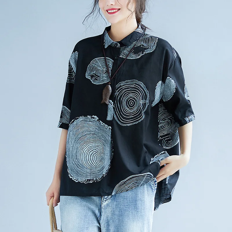 Johnature Korean Large Size Women's Slim Shirt 2023 Autumn New Loose Comfortable Printed Cotton And Linen Lapel Tide Shirt Tops
Johnature Korean Large Size Women's Slim Shirt 2023 Autumn New Loose Comfortable Printed Cotton And Linen Lapel Tide Shirt Tops