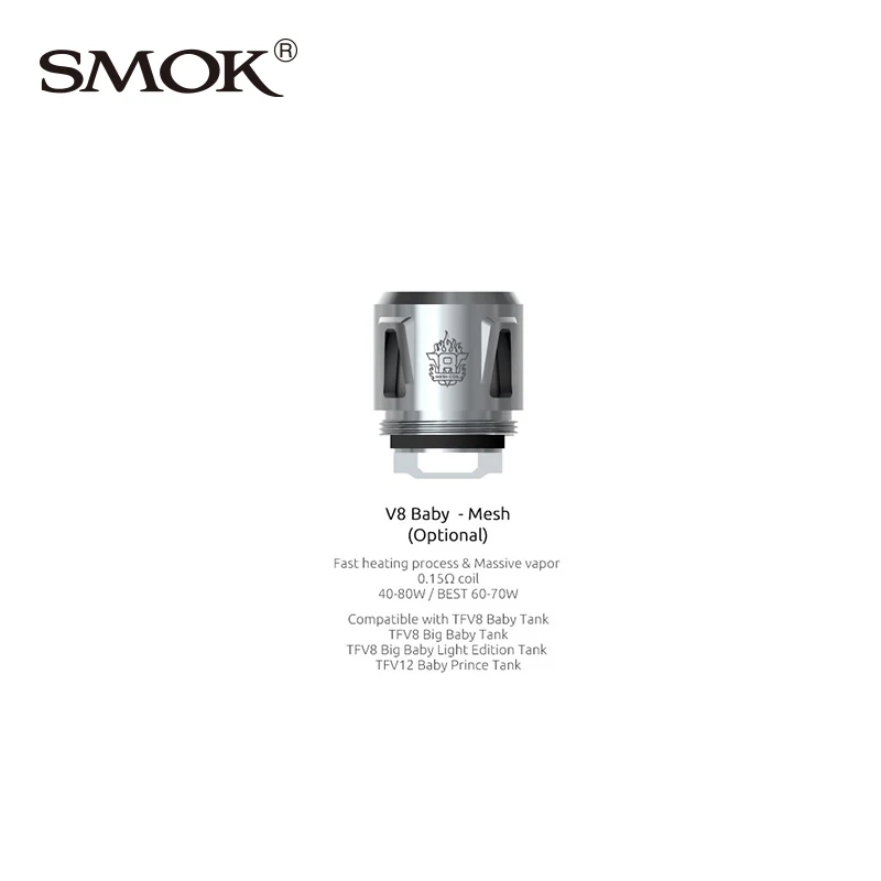 10PCS Original Smok Tfv8 Baby Mesh coil V8 Strip Coil Head Fit for Tank Tfv12 Prince | Электроника