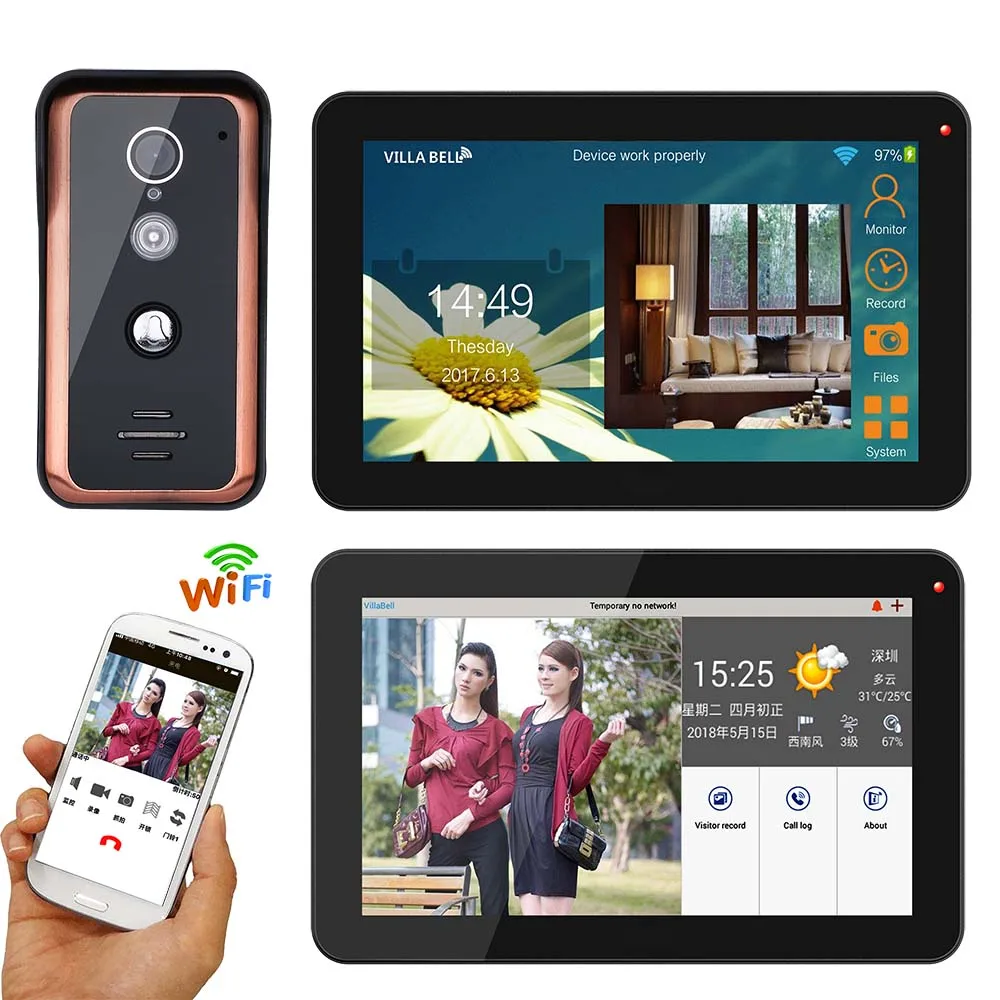 9 inch 2 Monitors Wired Wifi Video Door Phone Doorbell Intercom Entry System with 1000TVL Wired IR-CUT Camera
9 inch 2 Monitors Wired Wifi Video Door Phone Doorbell Intercom Entry System with 1000TVL Wired IR-CUT Camera