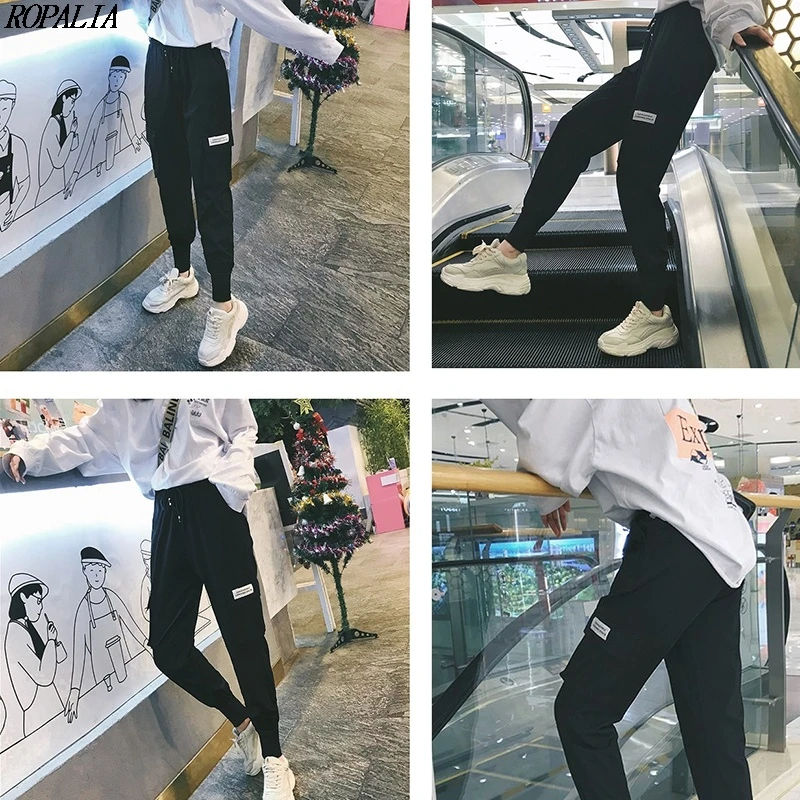 Korean Style Women Elastic High Waist Solid Casual Cargo Pants Drawstring Ankle-Length Pockets Solid Loose Pants 2019
Korean Style Women Elastic High Waist Solid Casual Cargo Pants Drawstring Ankle-Length Pockets Solid Loose Pants 2019