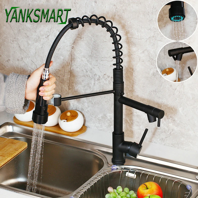 YANKSMART Black Pull Out Down Swivel Kitchen Faucet Rotated Basin Sink Faucets 2 Functions Kitchen Deck Mounted Mixer Water Tap
YANKSMART Black Pull Out Down Swivel Kitchen Faucet Rotated Basin Sink Faucets 2 Functions Kitchen Deck Mounted Mixer Water Tap