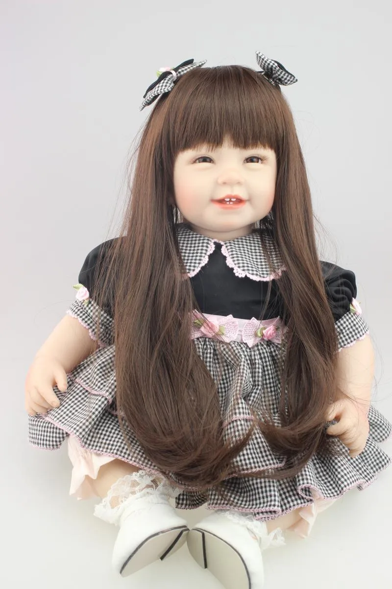 22inch 55cm High Vinyl Reborn Baby Toy Doll Sweet Lifelike Movable Smiling Princess Christmas Gift Present Black Dress
22inch 55cm High Vinyl Reborn Baby Toy Doll Sweet Lifelike Movable Smiling Princess Christmas Gift Present Black Dress