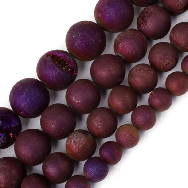 Фото Круглые фиолетовые металлические бусины с титановым покрытием - купить