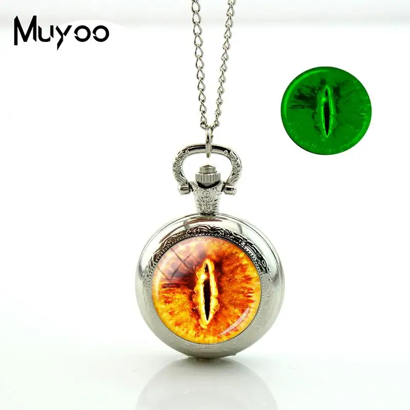 Новинка 2018 карманные часы Sauron Eye винтажная Длинная цепочка светящиеся кулон