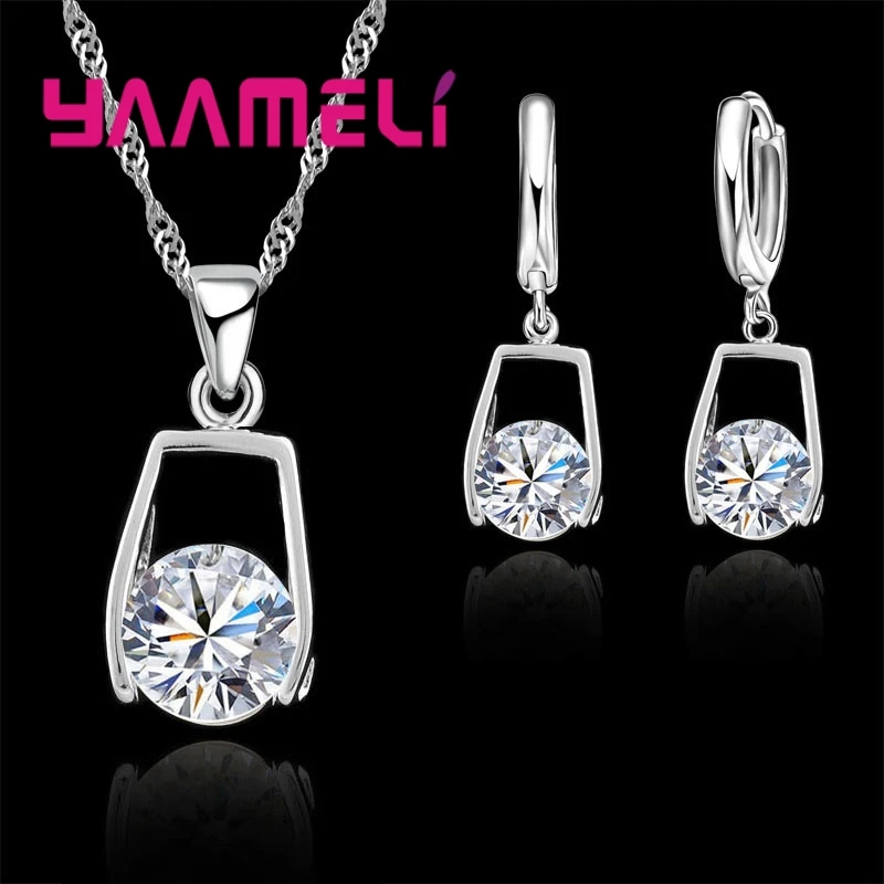 Trendy 925 Sterling Silver Round Shape Austrian Crystal Dangle Earrings Necklaces Set Ladies Brides Wedding Accessory
Trendy 925 Sterling Silver Round Shape Austrian Crystal Dangle Earrings Necklaces Set Ladies Brides Wedding Accessory