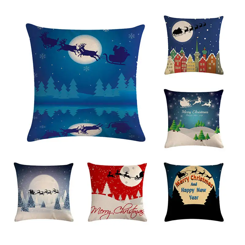 Christmas Blue Series Pillowcase Moonlight Sledge Snowman Snowflake Dreamlike Cushion Cover For Decor capa de almofada H729
Christmas Blue Series Pillowcase Moonlight Sledge Snowman Snowflake Dreamlike Cushion Cover For Decor capa de almofada H729