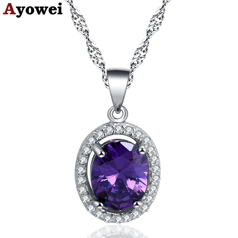 Ayowei oval purple crystal zircon 925 silver necklace pendant fashion anniversary gift lady LN691A
Ayowei oval purple crystal zircon 925 silver necklace pendant fashion anniversary gift lady LN691A