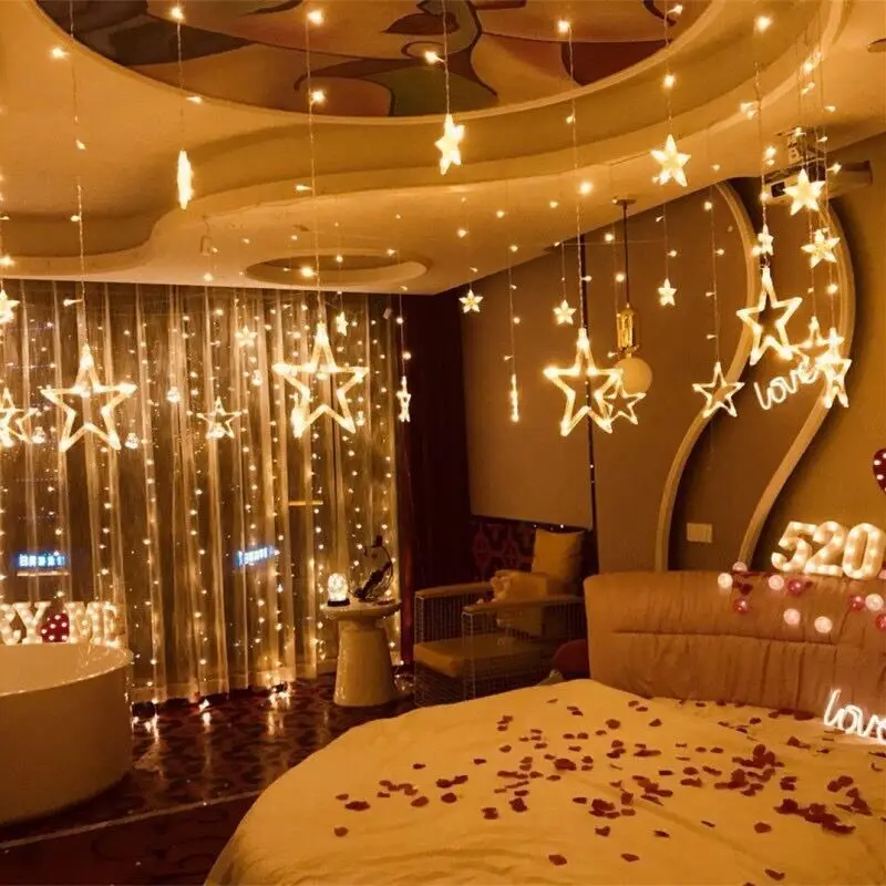 2.5*0.8M LED Star Curtain String Lights 220V UEB Control Romantic Fairy For Christmas Holiday Wedding Garland Party Decoration
2.5*0.8M LED Star Curtain String Lights 220V UEB Control Romantic Fairy For Christmas Holiday Wedding Garland Party Decoration