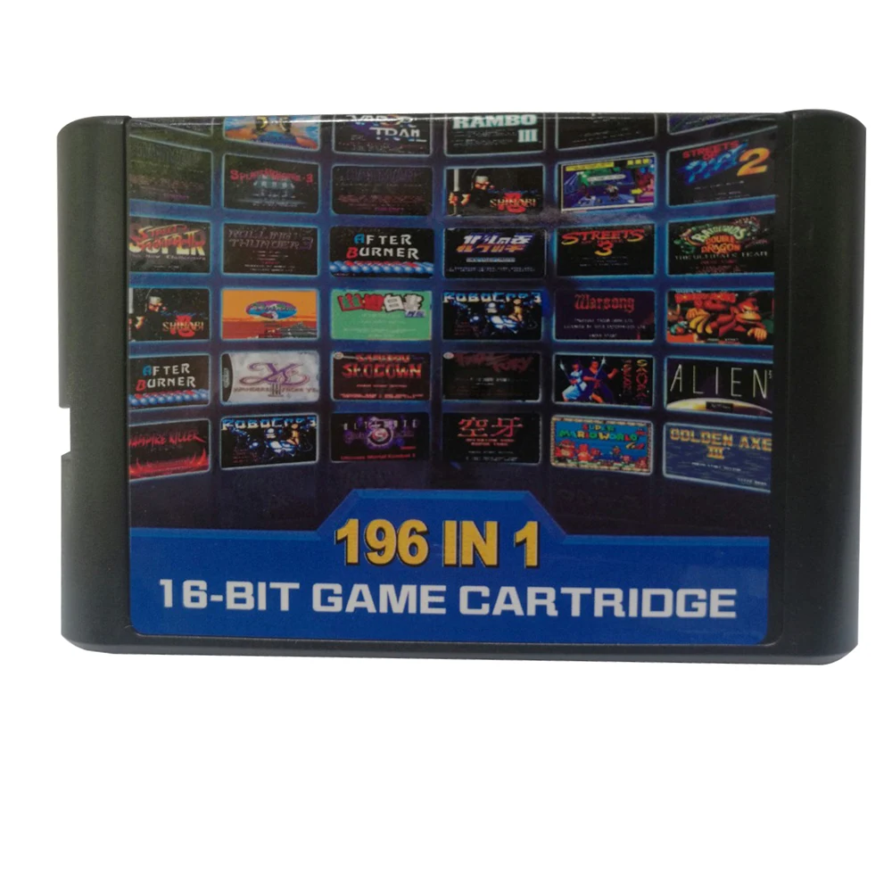 Фото Картридж с картриджем для Sega Mega Drive MD 196 в 1 PAL и NTSC Прямая - купить