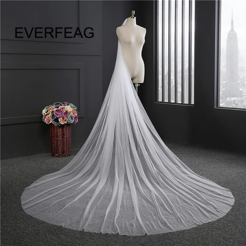 New Long Wedding Veils One Layer Cut Edge White/Ivory 3m Cathedral Bridal Veil With Comb Wedding Accessories veu de noiva
New Long Wedding Veils One Layer Cut Edge White/Ivory 3m Cathedral Bridal Veil With Comb Wedding Accessories veu de noiva