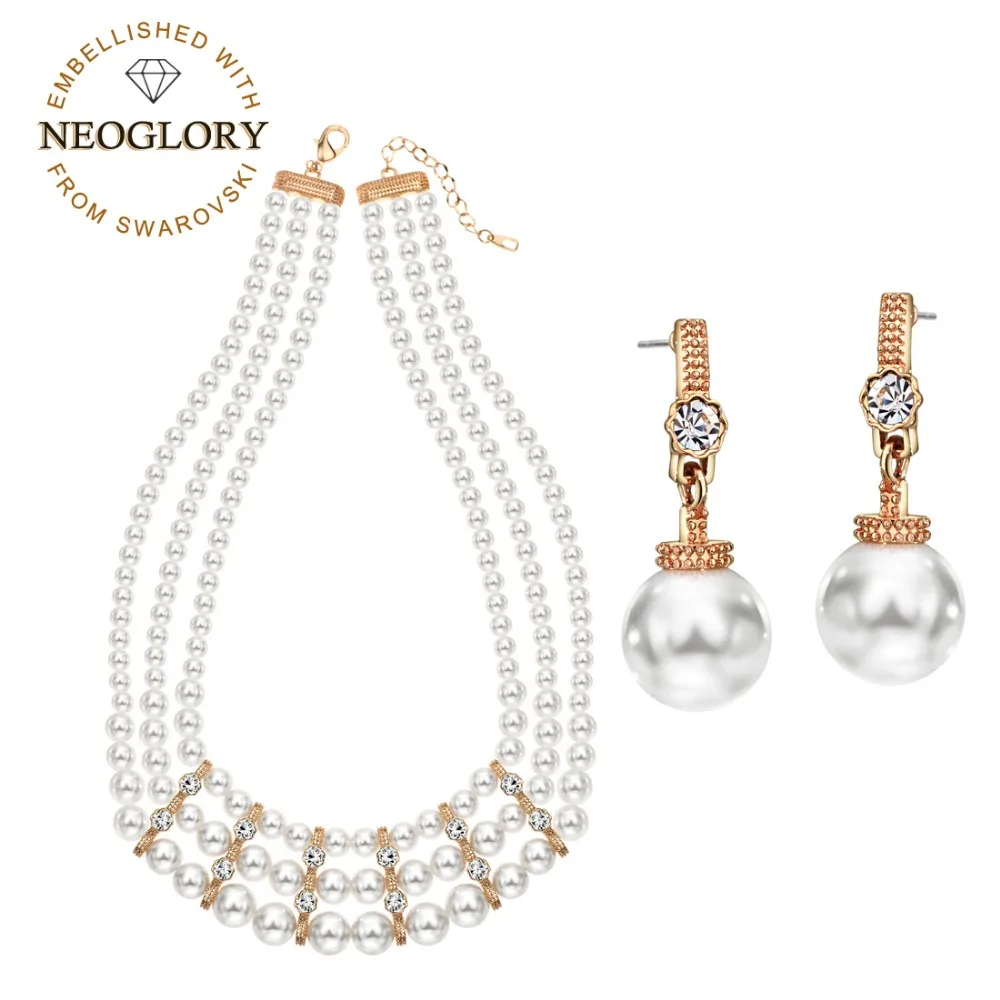 Neoglory Auden Rhinestone & Simulated Pearl Jewelry Set Rose Gold Color White Luxuriant Style Necklace & Earrings Lady Gift
Neoglory Auden Rhinestone & Simulated Pearl Jewelry Set Rose Gold Color White Luxuriant Style Necklace & Earrings Lady Gift