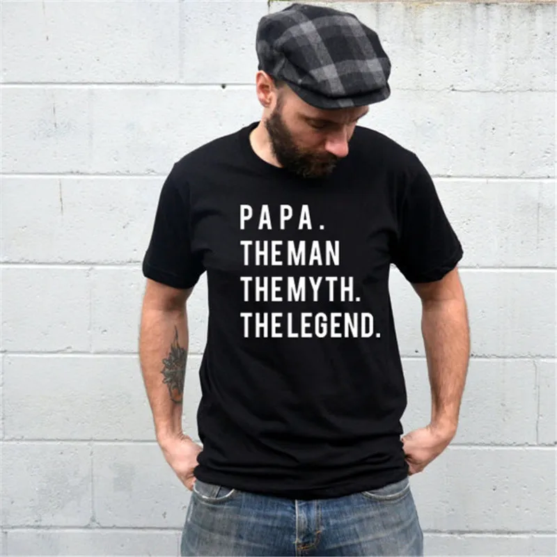 Мужская футболка с круглым вырезом PAPA THE MAN MYTH LEGEND модная буквенным принтом 4XL