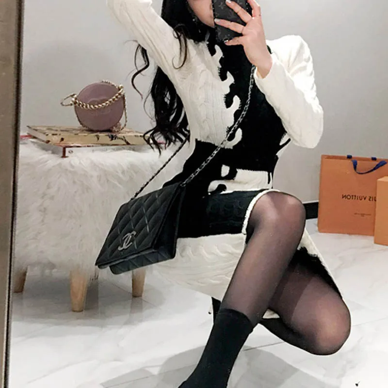 NORMOV 2019 Autumn Winter Fashion Women Long Sleeve Sweater Knitted Dress Turtleneck Female Vintage Elegant Slim Dress
NORMOV 2019 Autumn Winter Fashion Women Long Sleeve Sweater Knitted Dress Turtleneck Female Vintage Elegant Slim Dress