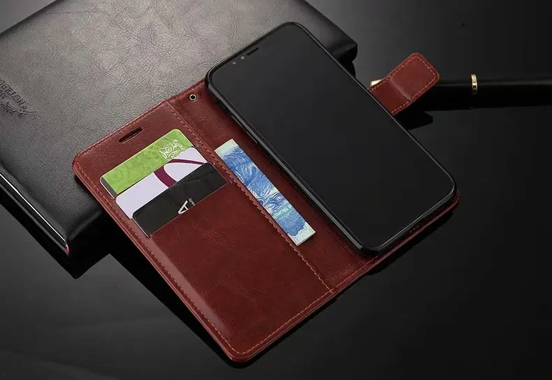 Люксовый кожаный чехол на магнитной застежке с Отделом портмоне для iPhone X