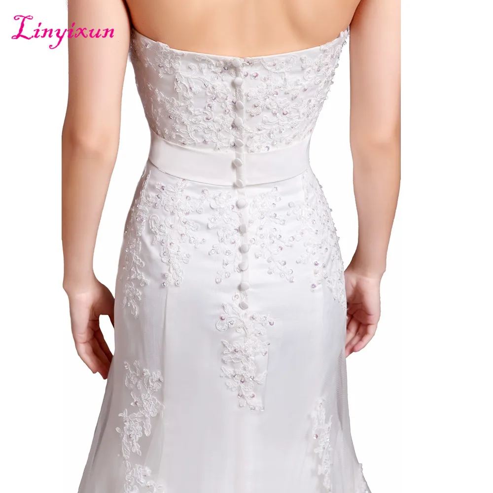 Linyixun Real Photo Robe de mariage Sexy Mermaid Wedding Dresses Sweetheart Gowns Lace Bride Dress 2017 Vestido noiva | Свадьбы и