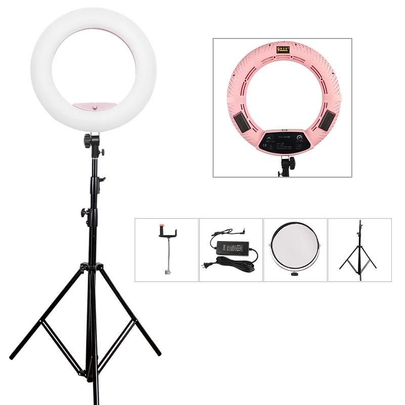 Yidoblo Pink FS-480II Photography/Photo/Studio 18" 480 LED Ring Light 5600K Dimmable Camera Ring Video Light Lamp + 280cm Tripod
Yidoblo Pink FS-480II Photography/Photo/Studio 18" 480 LED Ring Light 5600K Dimmable Camera Ring Video Light Lamp + 280cm Tripod