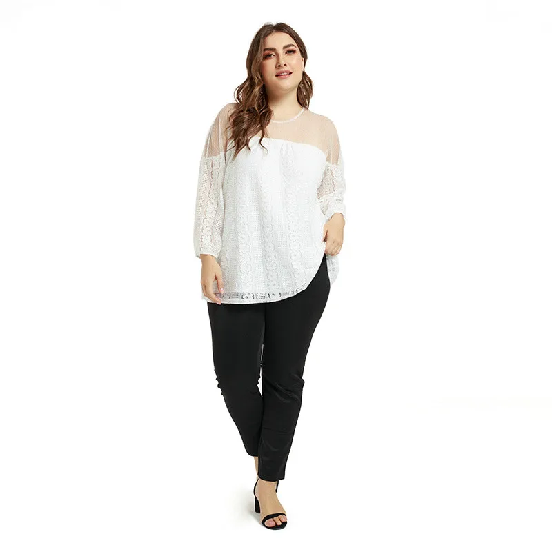 New Women's T-shirt Lace Long Sleeve Large Size Solid Color splice perspective O-Neck Spring and Summer Sexy High Street Tops
New Women's T-shirt Lace Long Sleeve Large Size Solid Color splice perspective O-Neck Spring and Summer Sexy High Street Tops