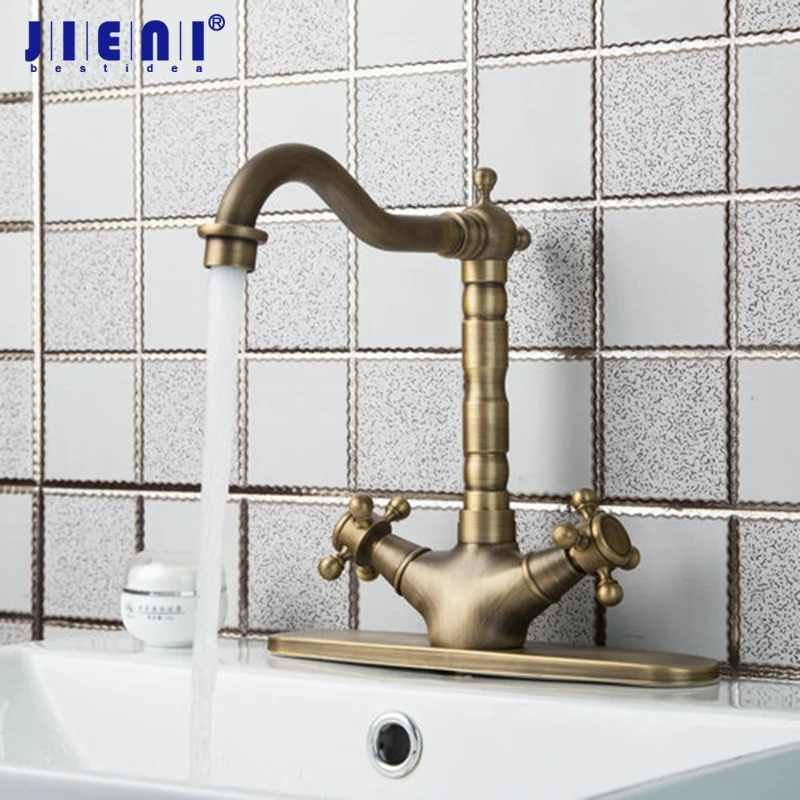 Swivel 360 Antique Brass Double Handles Rotated Kitchen Tap Brass Cover Plate 2 Hose Sink Torneiras Cozinha Tap Mixer Faucet
Swivel 360 Antique Brass Double Handles Rotated Kitchen Tap Brass Cover Plate 2 Hose Sink Torneiras Cozinha Tap Mixer Faucet