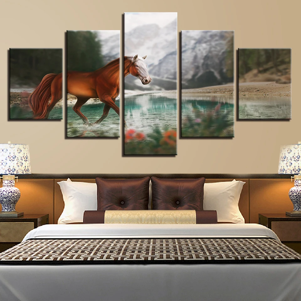Wall Art Canvas Pictures Frame 5 Pieces Horse Painting For Living Room HD Printed Snow Mountain River Natural Poster Home Decor
Wall Art Canvas Pictures Frame 5 Pieces Horse Painting For Living Room HD Printed Snow Mountain River Natural Poster Home Decor