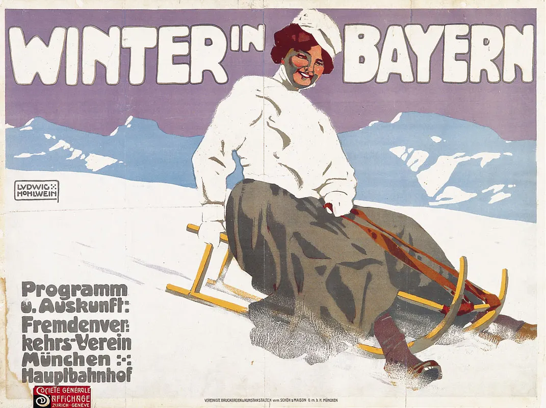 Германия туристические плакаты зима в Bayern 1907 Классическая Настенная Наклейка