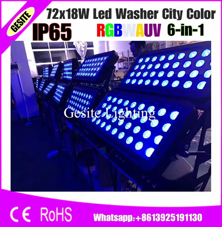 1 шт. светодиодная настенная шайба ip65 огни 72x18Watt rgbwy uv 6 в светодиоды наружная Led