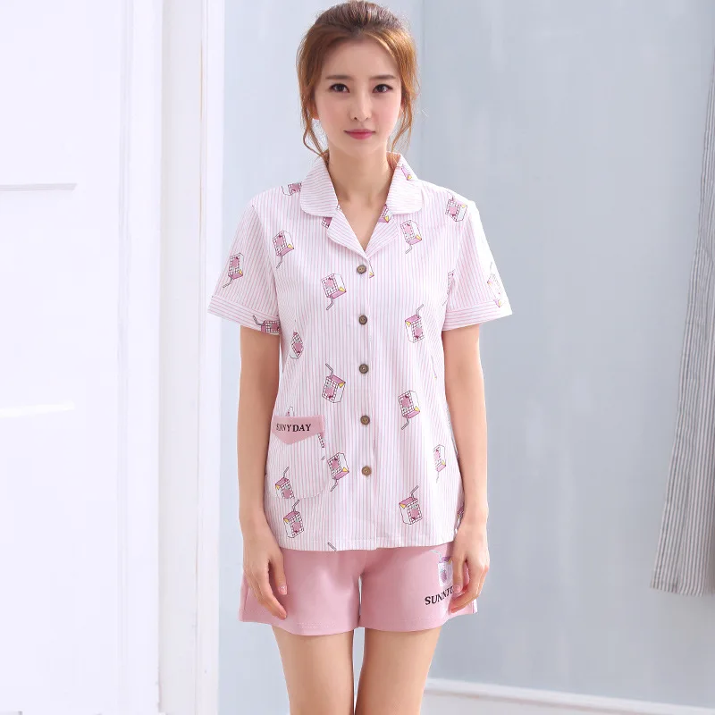 Women 2019 new pajamas summer short sleeve shorts cotton ladies cute cardigan two piece large sizepajama sets women pajamas
Women 2019 new pajamas summer short sleeve shorts cotton ladies cute cardigan two piece large sizepajama sets women pajamas