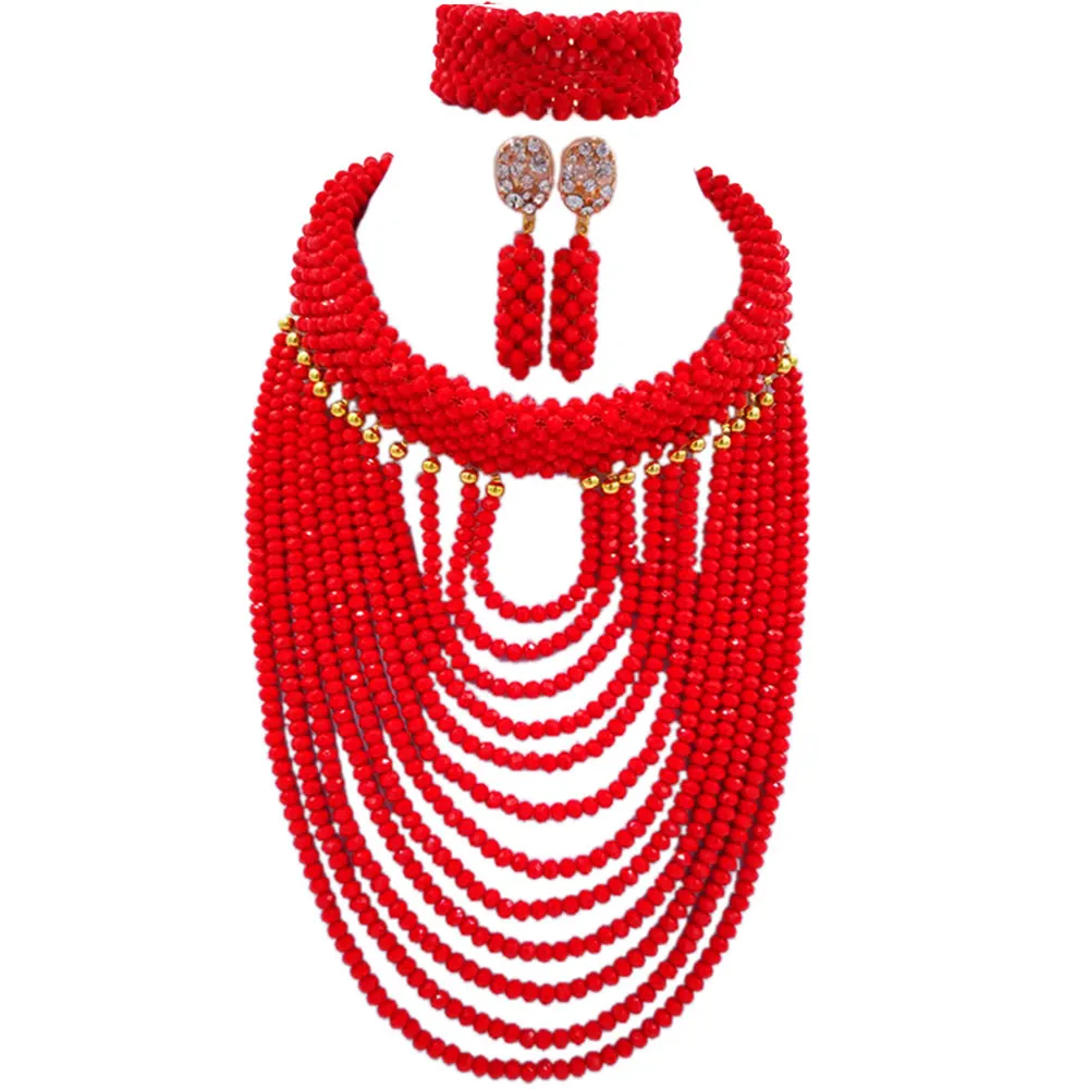 Gorgeous Red Crystal Beaded Nigerian African Beads Jewelry Set Dubai Gold Wedding Jewelry Set Beads Set Free shipping WDK-004
Gorgeous Red Crystal Beaded Nigerian African Beads Jewelry Set Dubai Gold Wedding Jewelry Set Beads Set Free shipping WDK-004