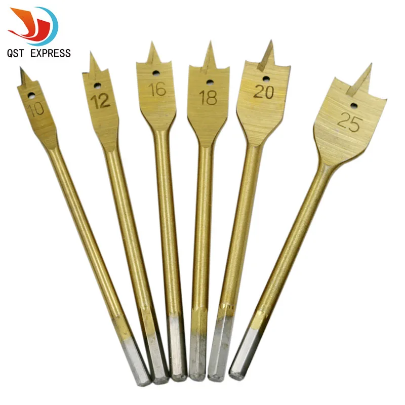 6pcs/Set Titanium Coating Hex Shank Spade Bits Flat Boring Bit Wood Drill Bit Power Tools Hole Saw 10/12/16/18/20/25mm
6pcs/Set Titanium Coating Hex Shank Spade Bits Flat Boring Bit Wood Drill Bit Power Tools Hole Saw 10/12/16/18/20/25mm