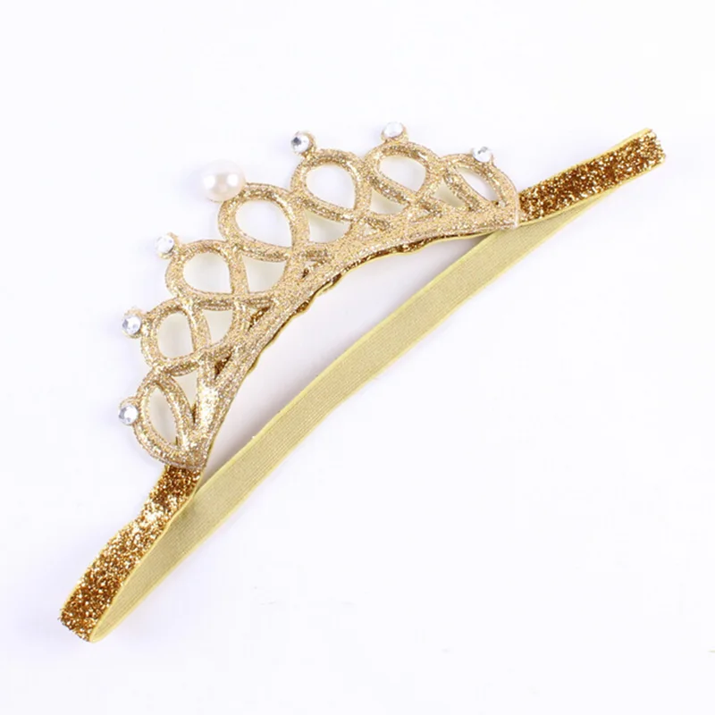 Повязка на голову для новорожденных золотистая/серебристая|crown baby headband|princess tiara