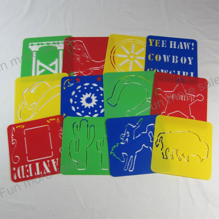 12Designs/set Stencils for painting Kids drawing templates Plastic western boards Baby hot toys for children 128x128x0.6mm
12Designs/set Stencils for painting Kids drawing templates Plastic western boards Baby hot toys for children 128x128x0.6mm