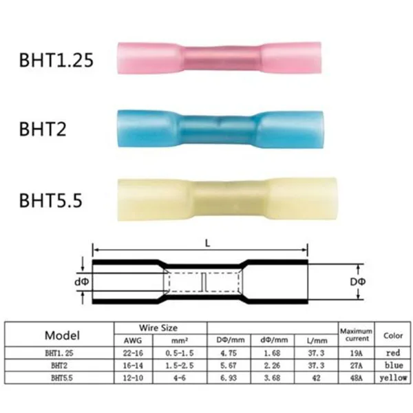 10/50 PCS Heat Shrink Butt Wire Connectors Insulated Waterproof Terminals Marine Copper Wire Electrical Kits LB88
10/50 PCS Heat Shrink Butt Wire Connectors Insulated Waterproof Terminals Marine Copper Wire Electrical Kits LB88