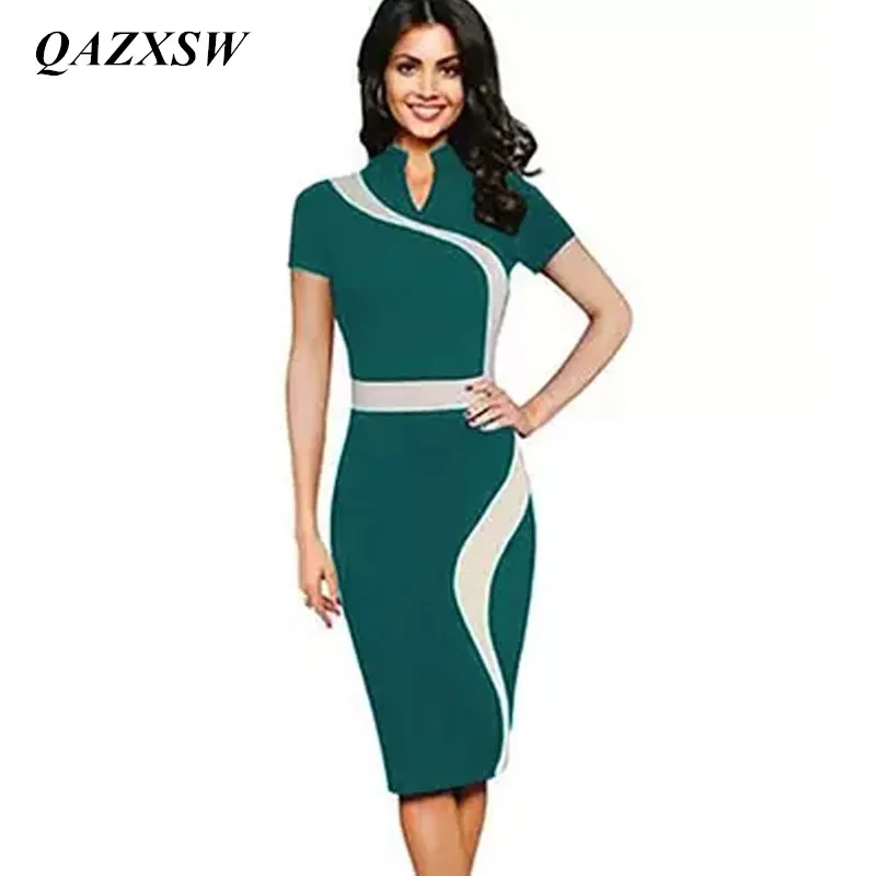 QAZXSW New Patchwork Stylish Elegant Casual Work Short Sleeve Gather V-Neck Bodycon Women Office Pencil Slim Dress YX0036
QAZXSW New Patchwork Stylish Elegant Casual Work Short Sleeve Gather V-Neck Bodycon Women Office Pencil Slim Dress YX0036