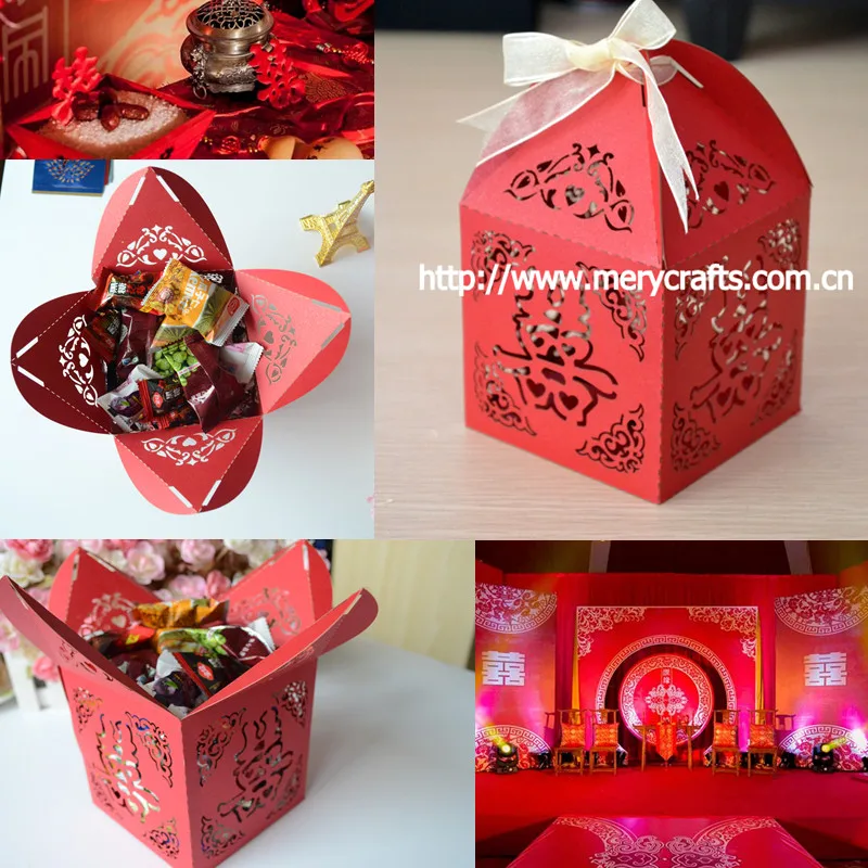 Индивидуальная двойная коробка конфет счастья китайские свадебные красные