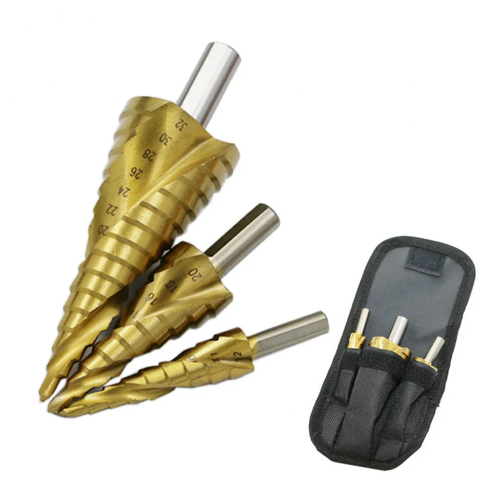 3Pcs Step Drill Bit 4-12/4-20/4-32mm HSS4241 Triangle Shank Pagoda Ladder Drill Titanium Coated Hole Cutter Tools
3Pcs Step Drill Bit 4-12/4-20/4-32mm HSS4241 Triangle Shank Pagoda Ladder Drill Titanium Coated Hole Cutter Tools