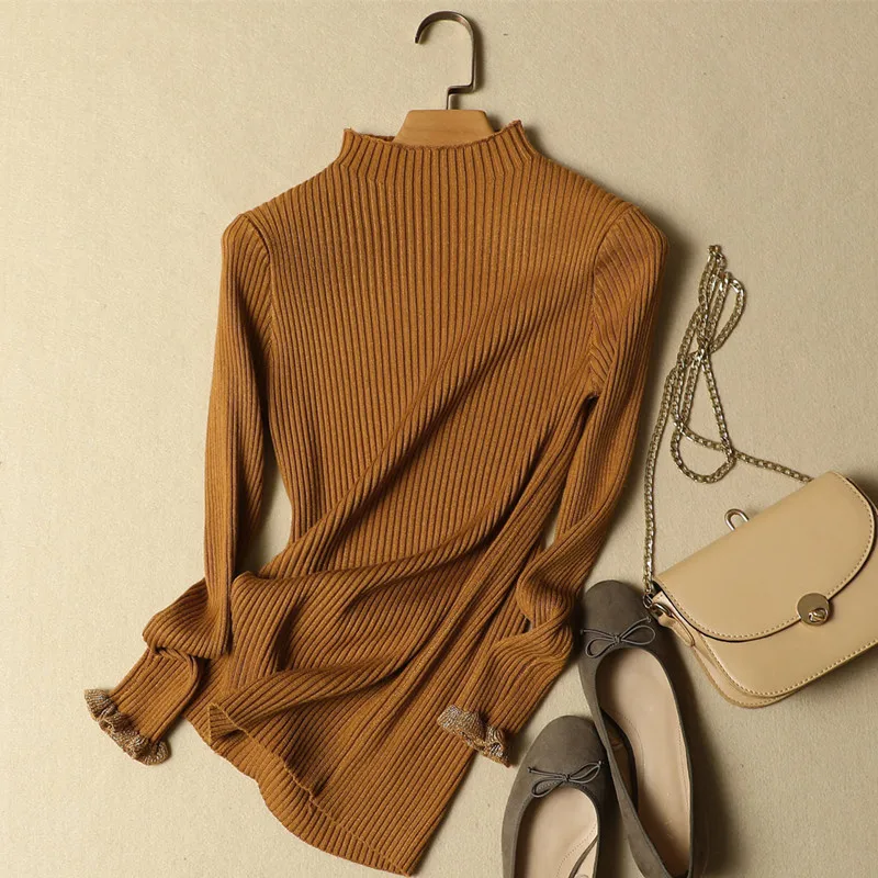 2017 Spring Autumn Slim Elegant Solid Sweaters Female Fashion Ruffles Pullovers Sweater Turtlennck Knitting Sweaters Women Mw052
2017 Spring Autumn Slim Elegant Solid Sweaters Female Fashion Ruffles Pullovers Sweater Turtlennck Knitting Sweaters Women Mw052