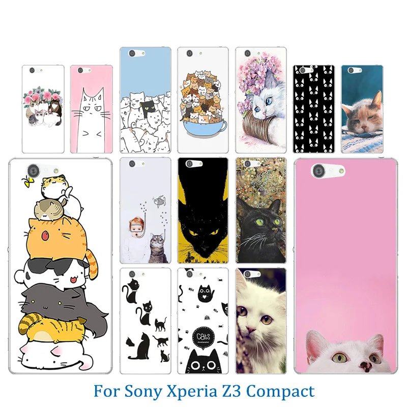 Чехол для телефона Sony Xperia Z3 Compact mini мягкая силиконовая сумка с рисунком кошки