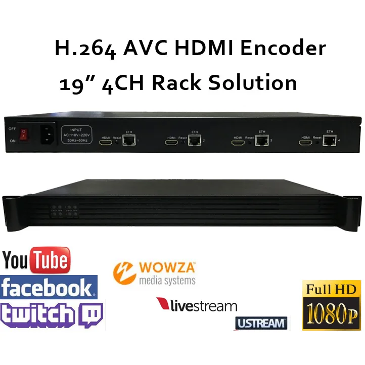 ESZYM 1U 4CH H.264 HD Video Encoder for live Broadcast support RTMP/RTMPS for Wowza,RED5,FMS,Youtube,Facebook,Twitch
ESZYM 1U 4CH H.264 HD Video Encoder for live Broadcast support RTMP/RTMPS for Wowza,RED5,FMS,Youtube,Facebook,Twitch