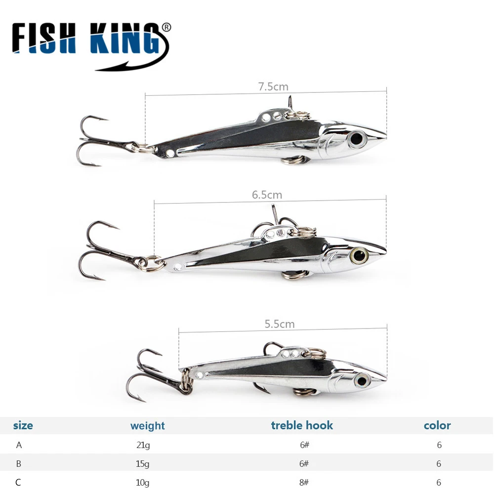 Металлическая рыболовная приманка FISH KING 10 г/15 г/20 г блесна-Спиннер с тройным