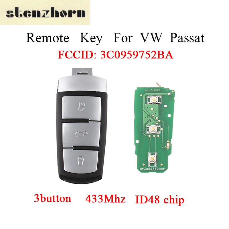 Stenzhorn 2 шт. * 3 кнопки в комплекте дистанционный ключ 433 мГц для VOLKSWAGEN PASSAT CC MAGOTAN