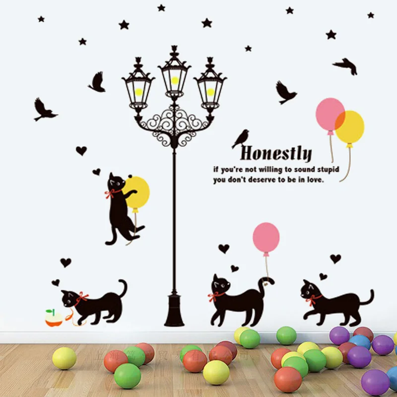 Black Street lamp Fly Bird Cat Wall Sticker Vinyl DIY Street lamp Cat Wall Decals For Kids room Kindergarten Arts Decor Murals
Black Street lamp Fly Bird Cat Wall Sticker Vinyl DIY Street lamp Cat Wall Decals For Kids room Kindergarten Arts Decor Murals