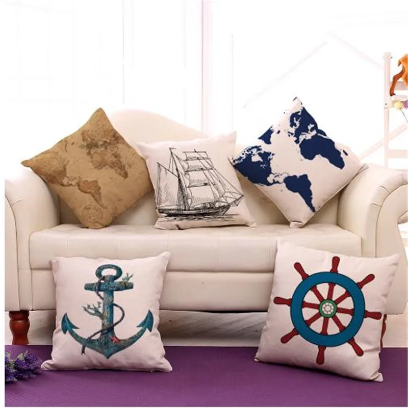 Mediterranean Sea Anchor Ship Helm Cushions Without Filling Home Decorative Throw Pillows Sofa Almofadas 18X18 Inches
Mediterranean Sea Anchor Ship Helm Cushions Without Filling Home Decorative Throw Pillows Sofa Almofadas 18X18 Inches