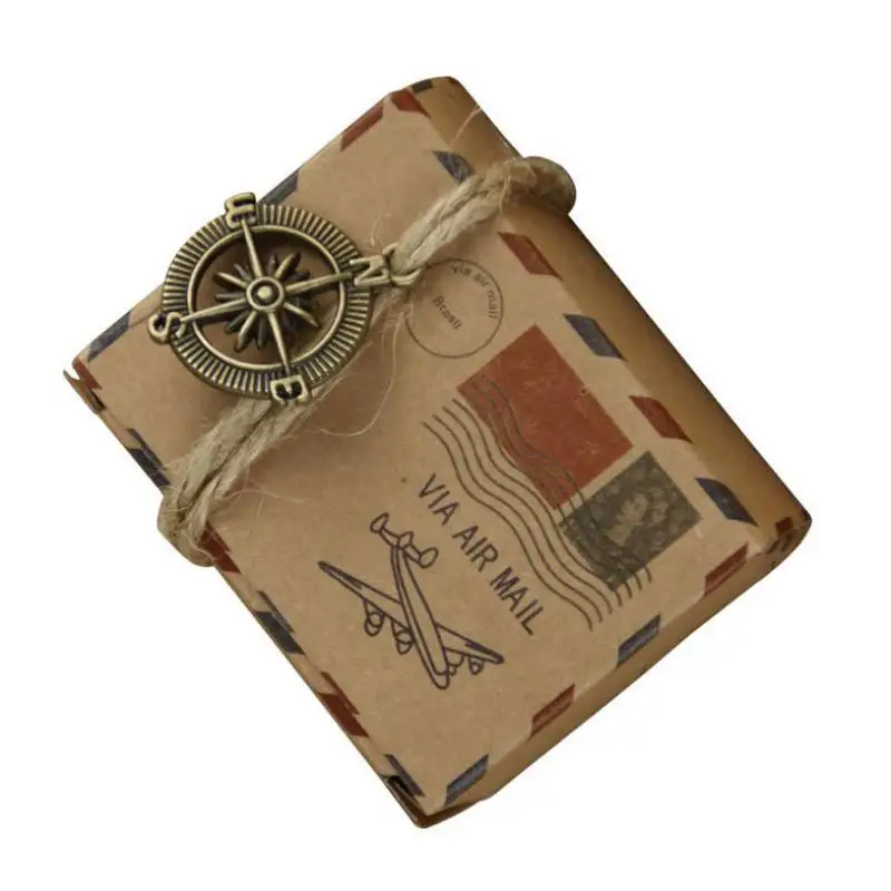 

100pcs/lot Retro Kraft Paper Candy Box Graduation Favor Boxes Cardboard Diy Cookie Chocolate Bomboniere Gift Party Sweet Package