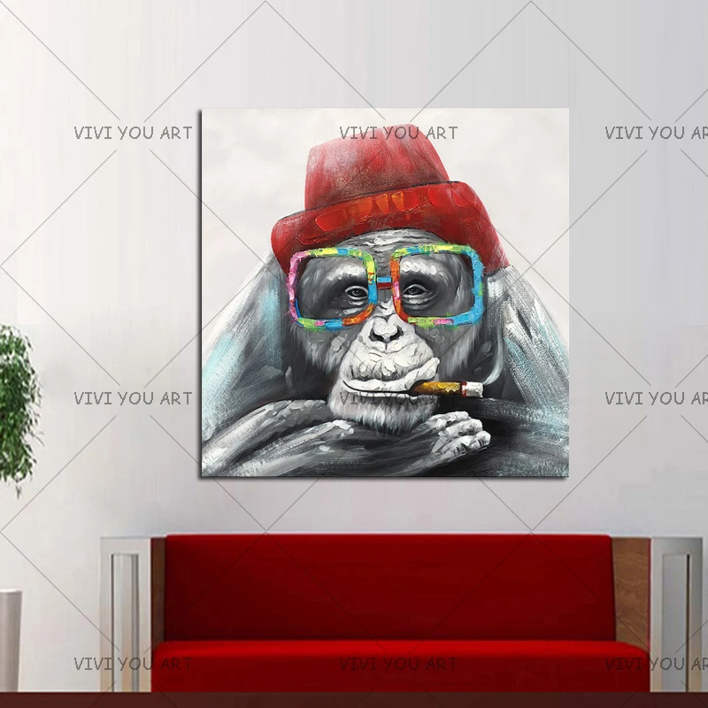 Canvas Wall Art Gorilla Monkey In a Red Hat And Black Hat Large Handmade Animal Oil Painting Abstract Home Decor for Bedroom
Canvas Wall Art Gorilla Monkey In a Red Hat And Black Hat Large Handmade Animal Oil Painting Abstract Home Decor for Bedroom