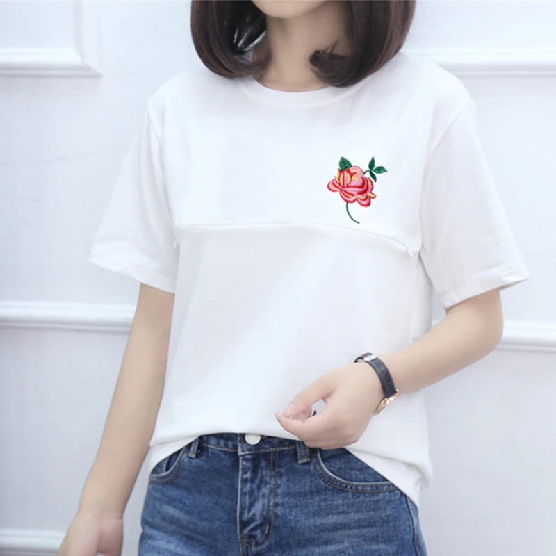 Summer Casual Cotton Nursing Tops T Shirts for Pregnant Women Short Sleeve Flower Print Breastfeeding Top Tee Maternity Clothes
Summer Casual Cotton Nursing Tops T Shirts for Pregnant Women Short Sleeve Flower Print Breastfeeding Top Tee Maternity Clothes
