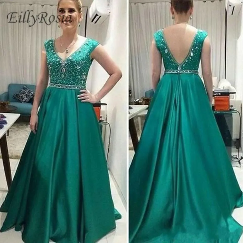 Green Elegant Mother of the Bride Dresses for Wedding Party V-Neck Backless Sequins Crystals A Line Satin Women Evening Gowns
Green Elegant Mother of the Bride Dresses for Wedding Party V-Neck Backless Sequins Crystals A Line Satin Women Evening Gowns