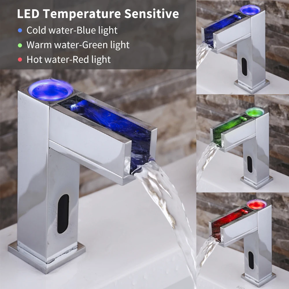 Automatic Sensor Touchless Kitchen Faucet 3-Color LED Temperature Sensitive Bathroom Sink Faucet Waterfall Spout Brass Water Tap
Automatic Sensor Touchless Kitchen Faucet 3-Color LED Temperature Sensitive Bathroom Sink Faucet Waterfall Spout Brass Water Tap
