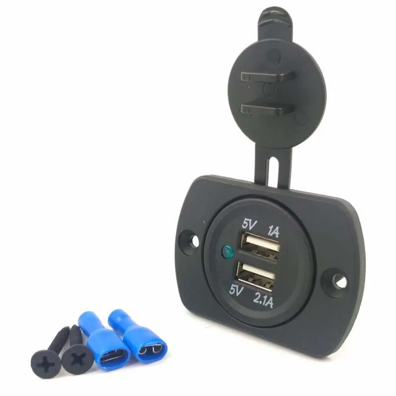 5V 2.1A 1A Водонепроницаемый двойной USB зарядное устройство адаптер Светодиодная