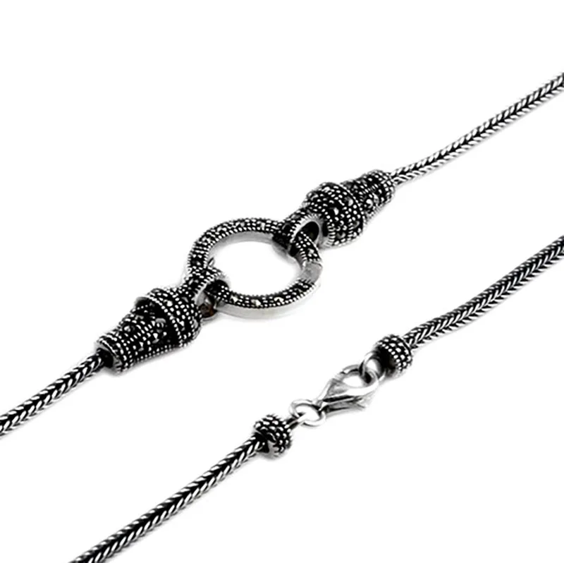 Thai Silver Long Chain Necklace for Women and men's 925 Sterling Silver Marcasite Stone Pendant Necklaces 1.5mm Couple necklace
Thai Silver Long Chain Necklace for Women and men's 925 Sterling Silver Marcasite Stone Pendant Necklaces 1.5mm Couple necklace